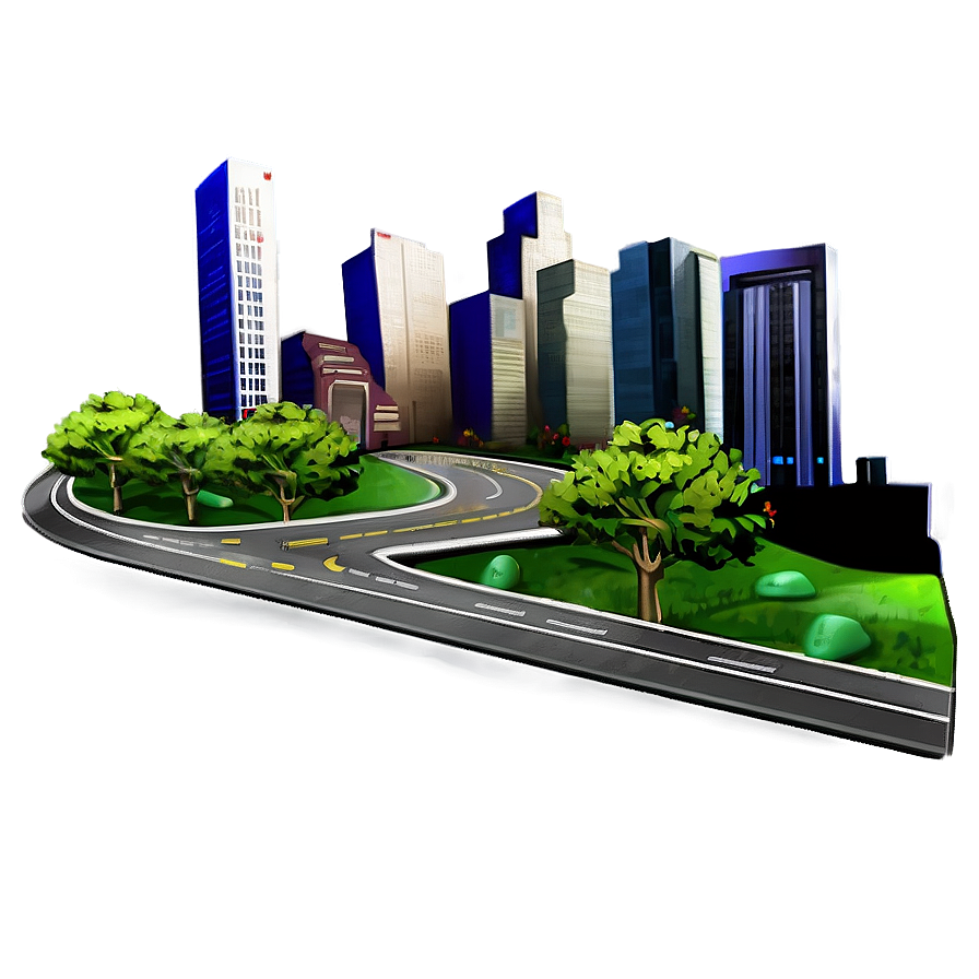 Road In Cityscape Png Xny PNG Image