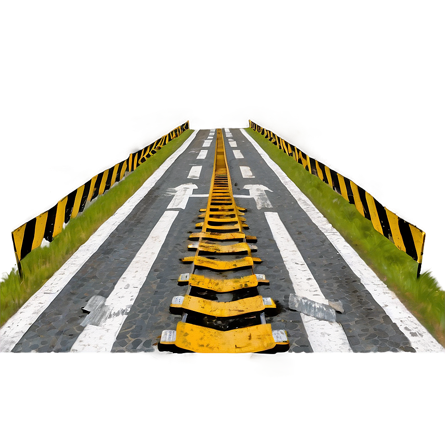 Road With Railway Crossing Png 05032024 PNG Image