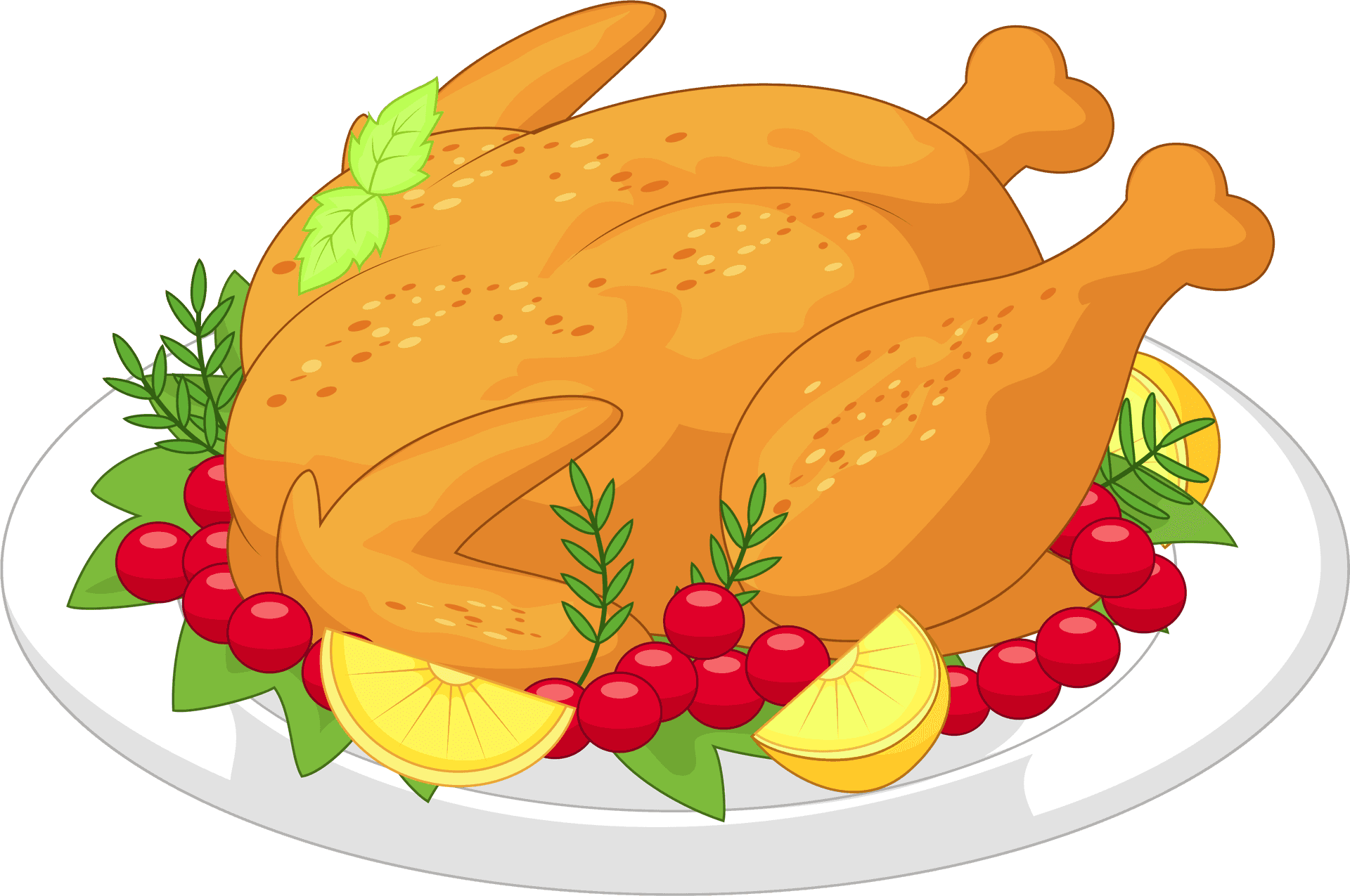 Roasted Chicken Dinner Illustration.png PNG Image