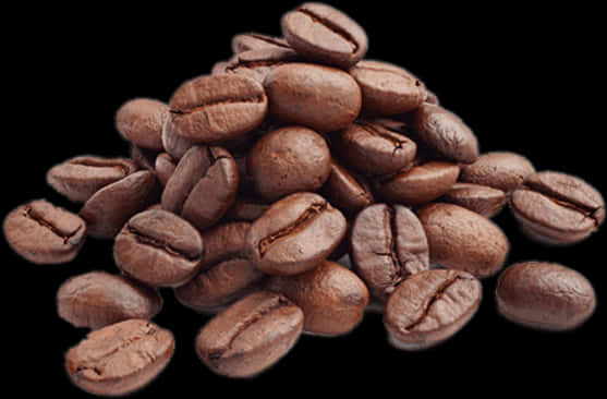 Roasted Coffee Beans Black Background PNG Image