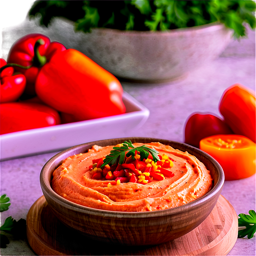 Roasted Red Bell Pepper Hummus Png 06252024 PNG Image