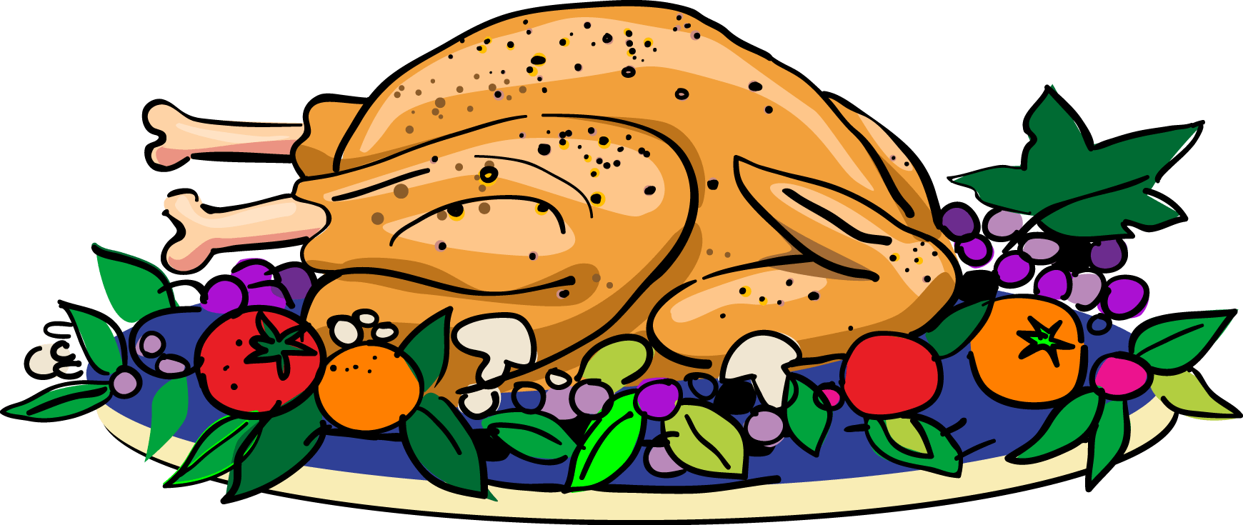 Roasted Turkeywith Garnish Clipart PNG Image