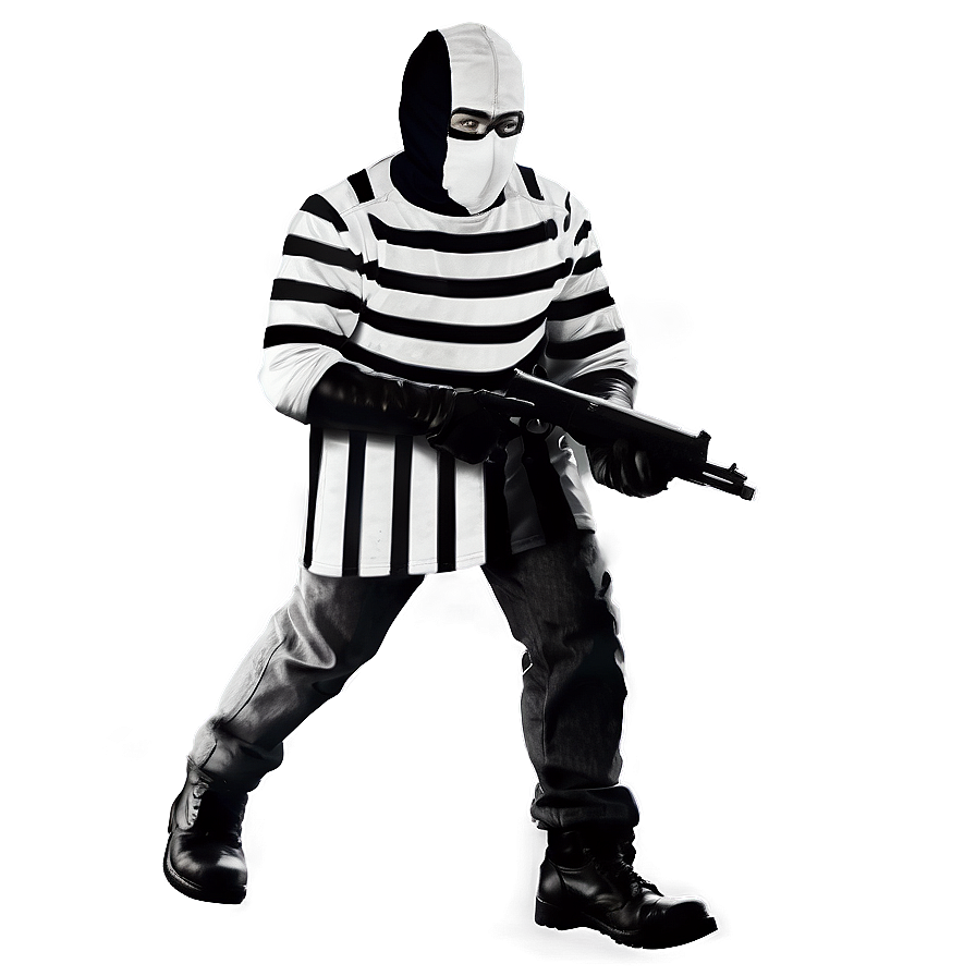 Robber In Black And White Png 86 PNG Image