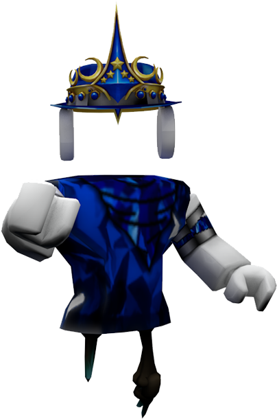 Roblox Avatarwith Crownand Blue Shirt PNG Image