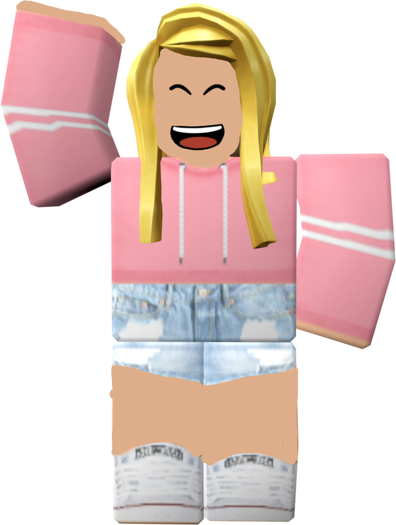 Roblox Character Laughing Pink Hoodie PNG Image