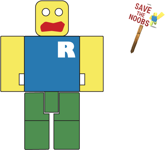 Roblox Character Save The Noobs Sign PNG Image