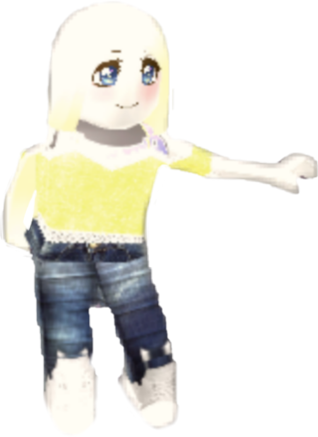 Roblox Character Yellow Top Blue Jeans PNG Image