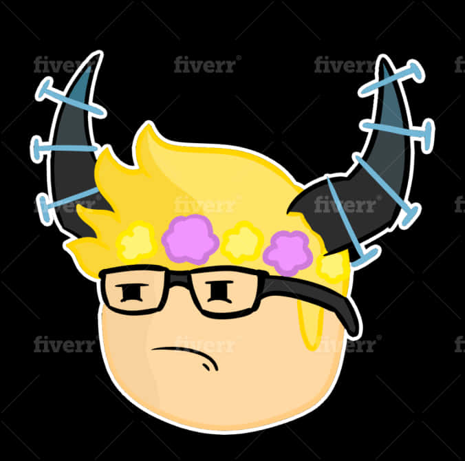 Roblox Yellow Hair Facewith Glassesand Flowers PNG Image