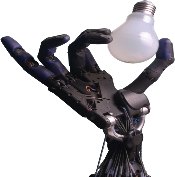 Robot Hand Holding Lightbulb PNG Image