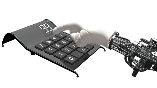 Robotic Hand Using Flexible Calculator PNG Image