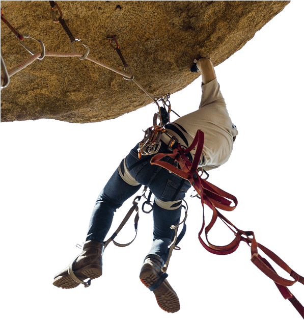 Rock Climber Ascending Cliff PNG Image