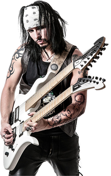 Rock Guitarist Double Neck Guitar PNG Image