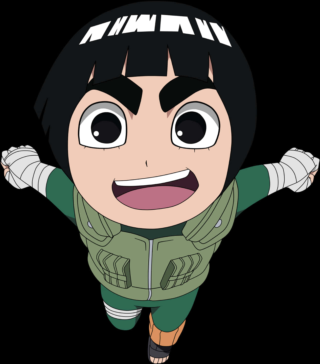 Rock Lee Anime Character Joyful Pose PNG Image