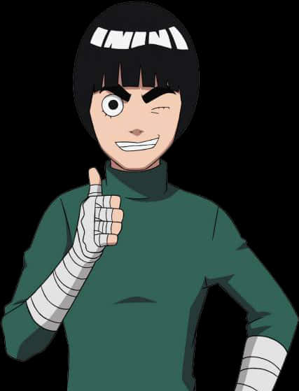 Rock Lee Thumbs Up Pose PNG Image