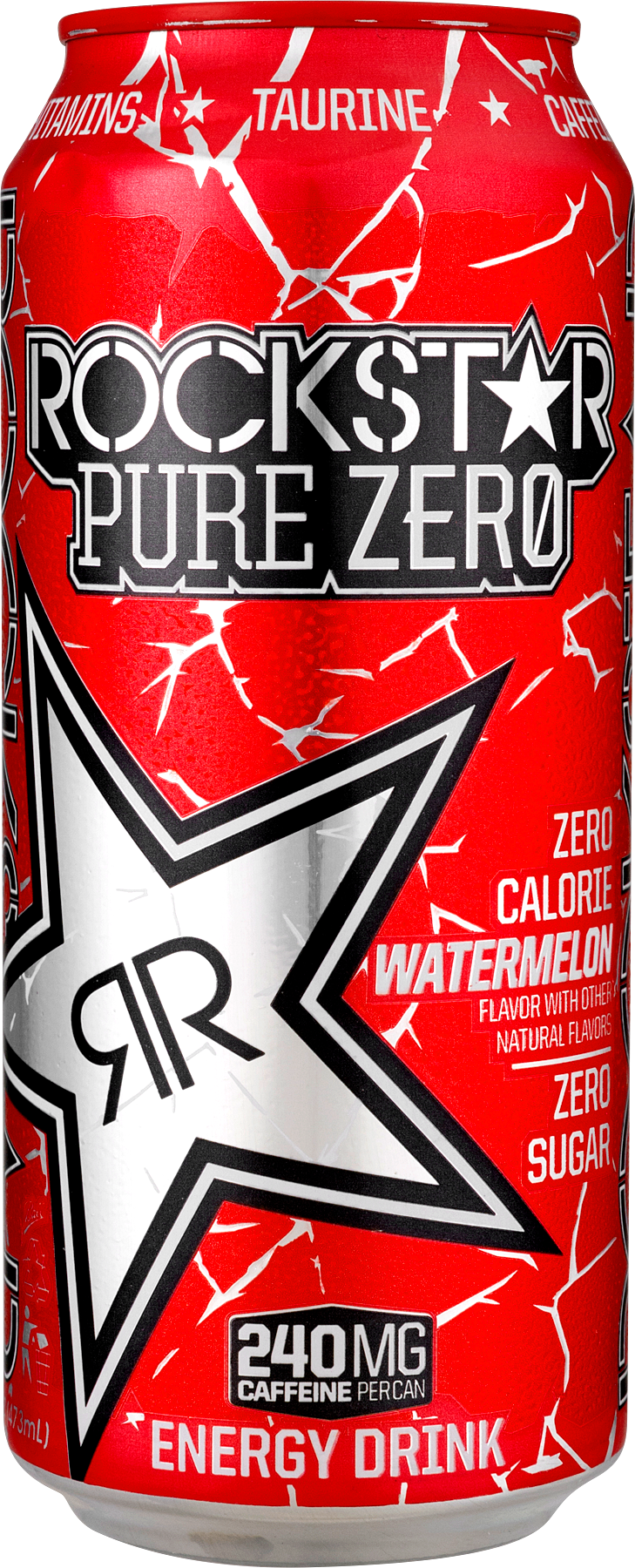 Rockstar Pure Zero Watermelon Energy Drink Can PNG Image