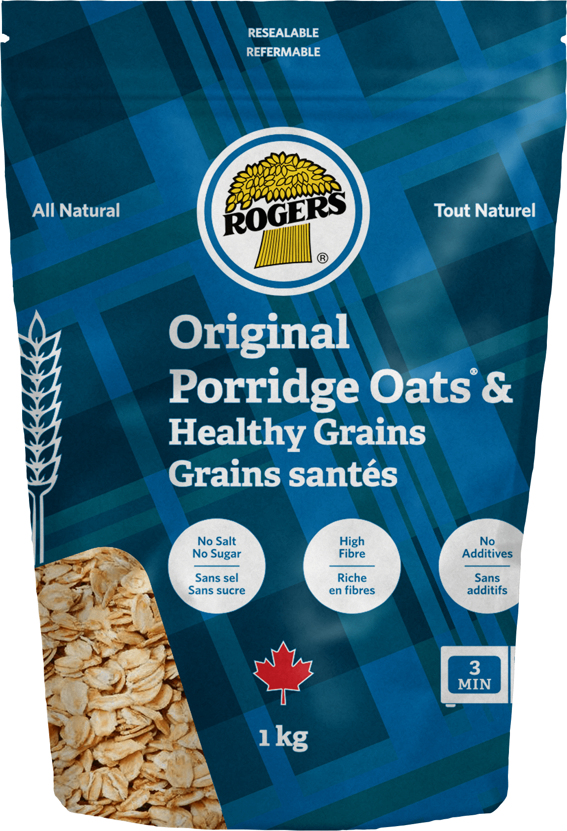 Rogers Original Porridge Oats Healthy Grains Package PNG Image