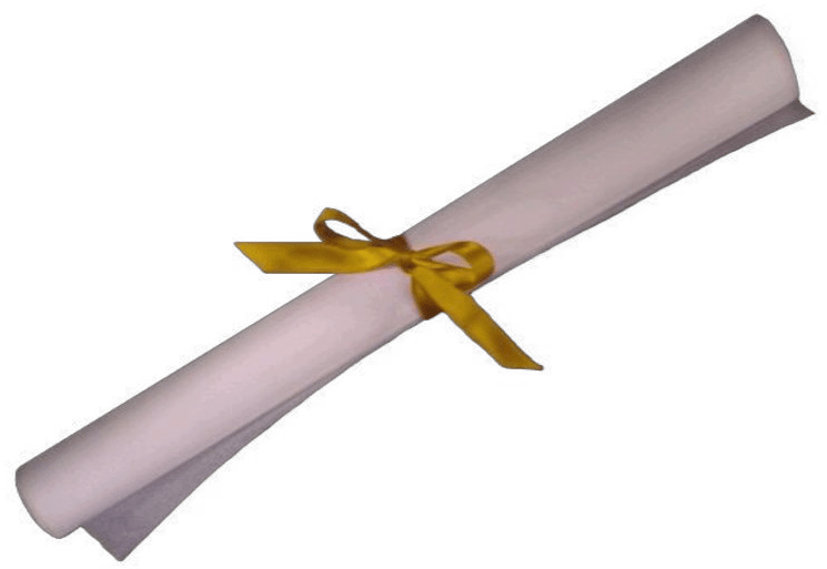 Rolled Diplomawith Golden Ribbon PNG Image