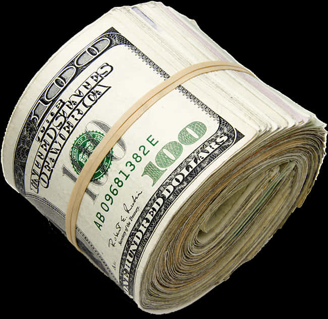 Rolled Hundred Dollar Bills Bundle PNG Image