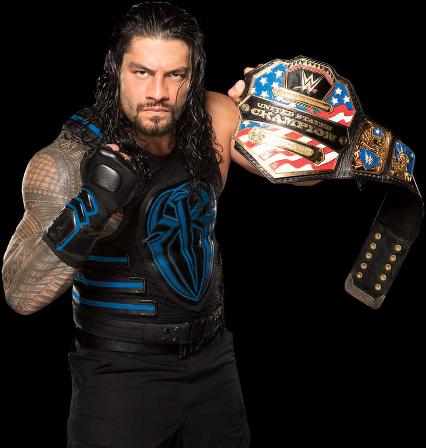 Roman Reigns U S Champion Pose PNG Image