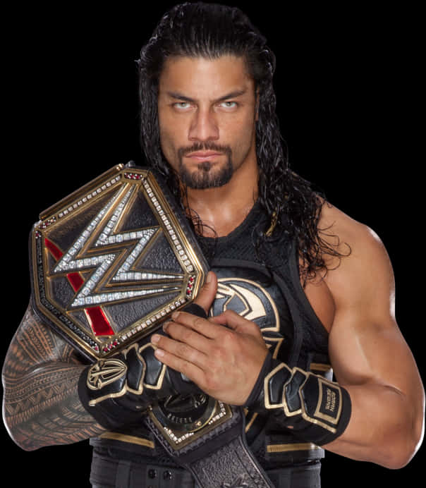 Roman Reigns W W E Champion Portrait PNG Image