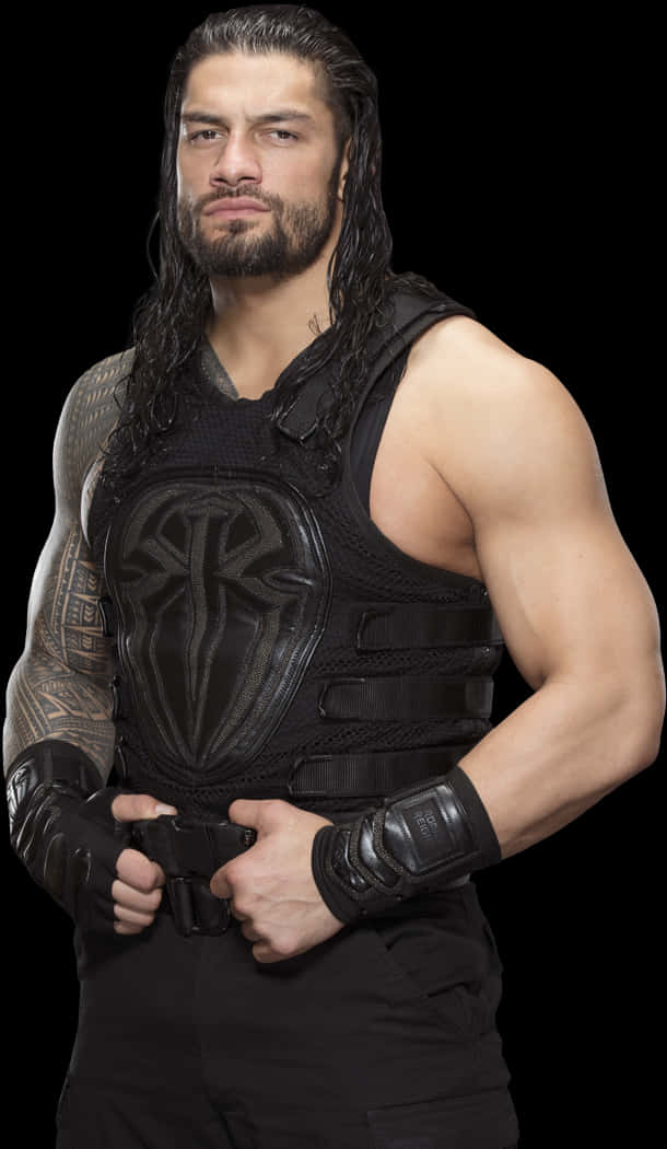 Roman Reigns Wrestler Portrait PNG Image