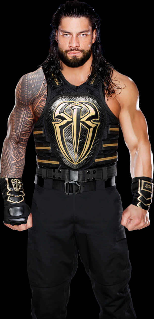 Roman Reigns Wrestler Pose PNG Image