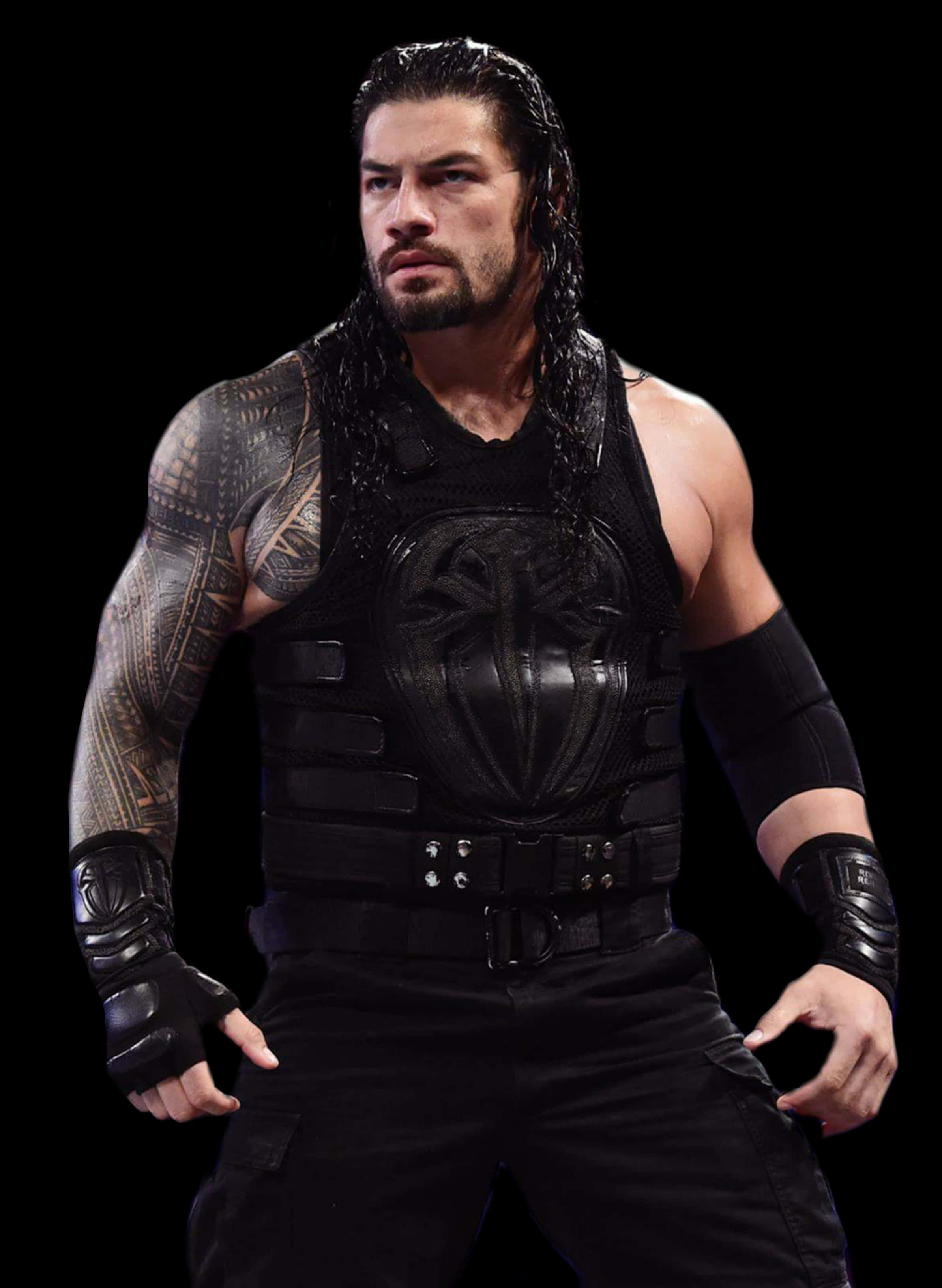 Roman Reigns Wrestling Pose PNG Image