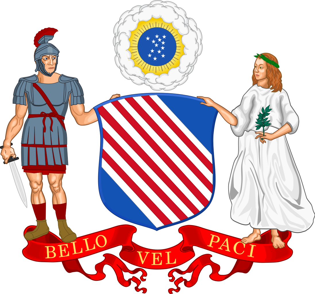 Roman Soldier And Peace Figure With Crest PNG Image