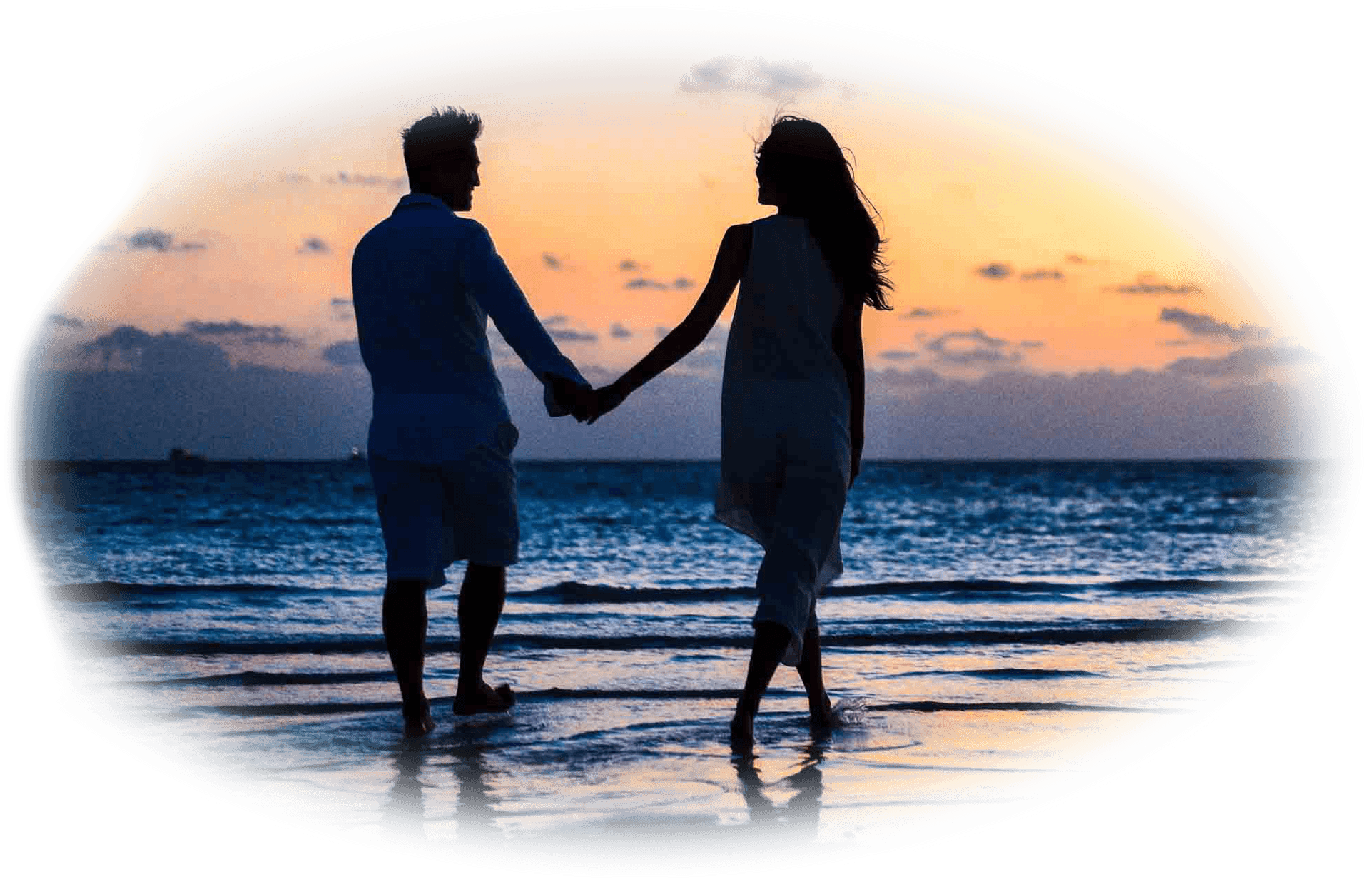 Romantic Beach Sunset Couple PNG Image