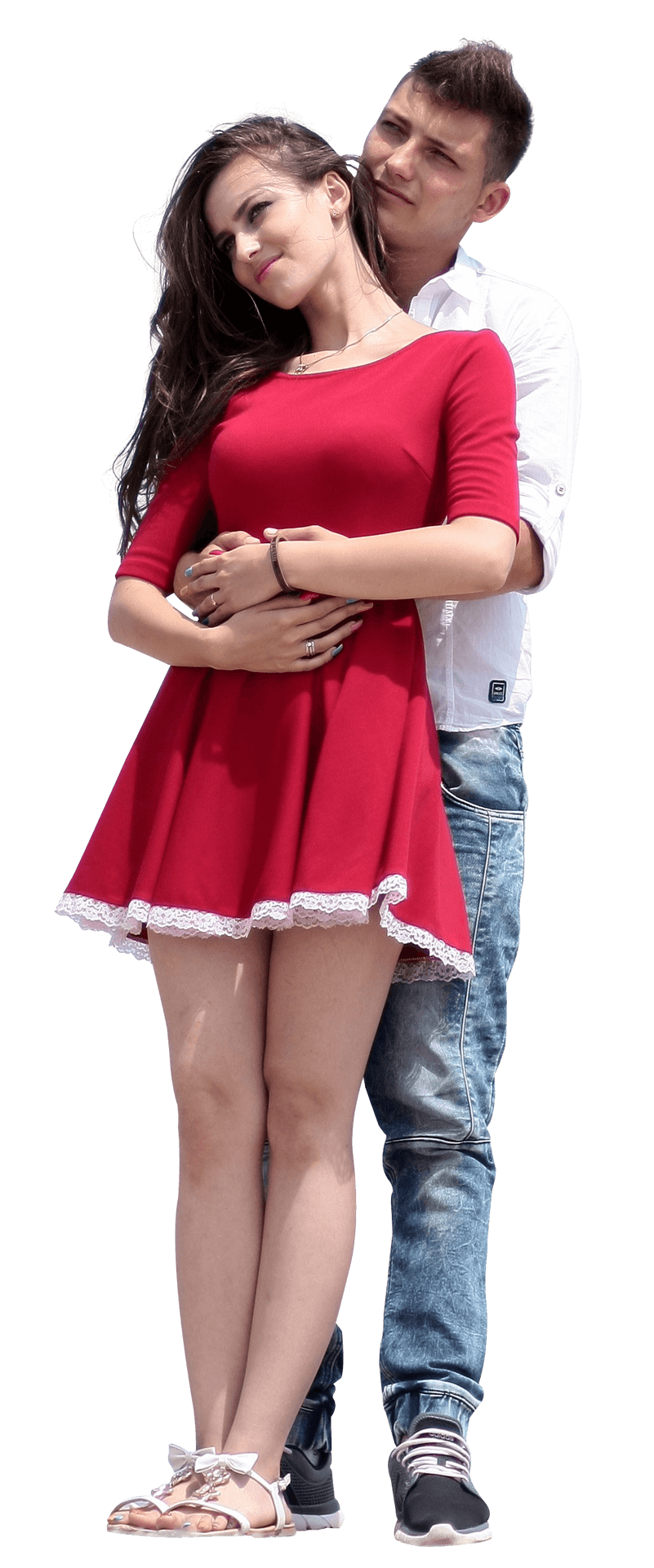 Romantic Couple Embrace PNG Image