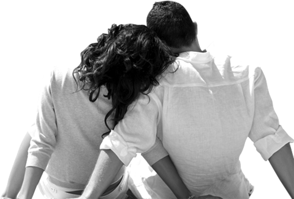 Romantic Couple Embrace Back View PNG Image