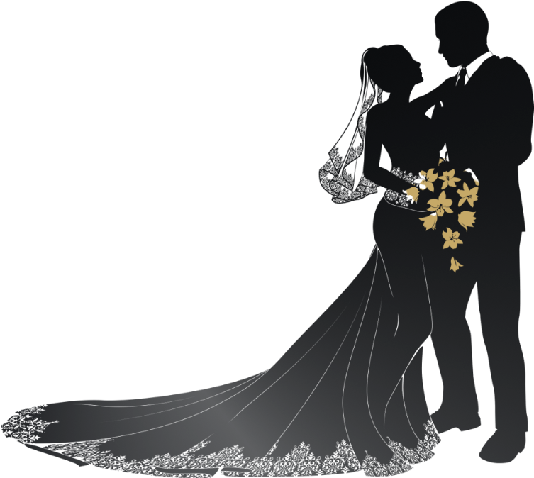 Romantic Couple Silhouette Floral Accent.png PNG Image