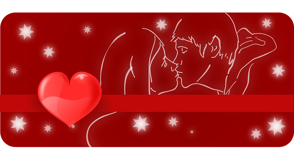 Romantic Couple Silhouette Heart Background PNG Image