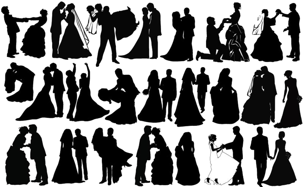 Romantic Couple Silhouettes Collection PNG Image