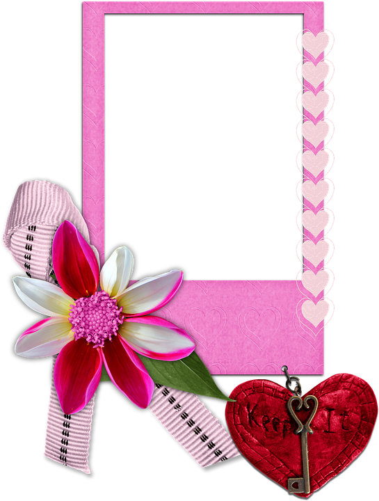 Romantic Floral Love Frame PNG Image