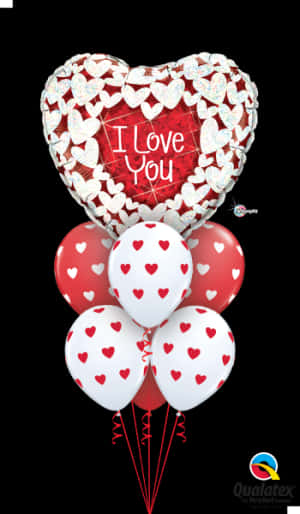 Romantic Heart Balloons Love Message PNG Image