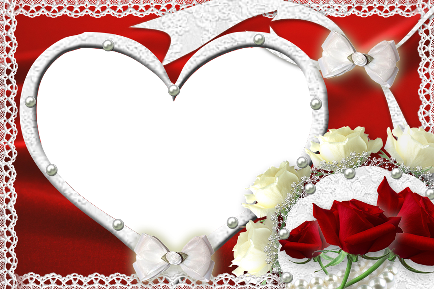 Romantic Heart Photo Frame Template PNG Image