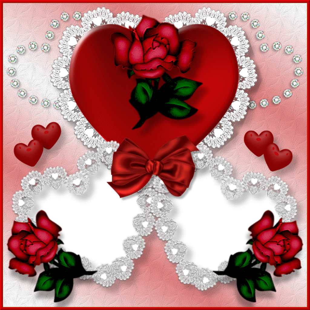 Romantic Heart Rose Frame PNG Image