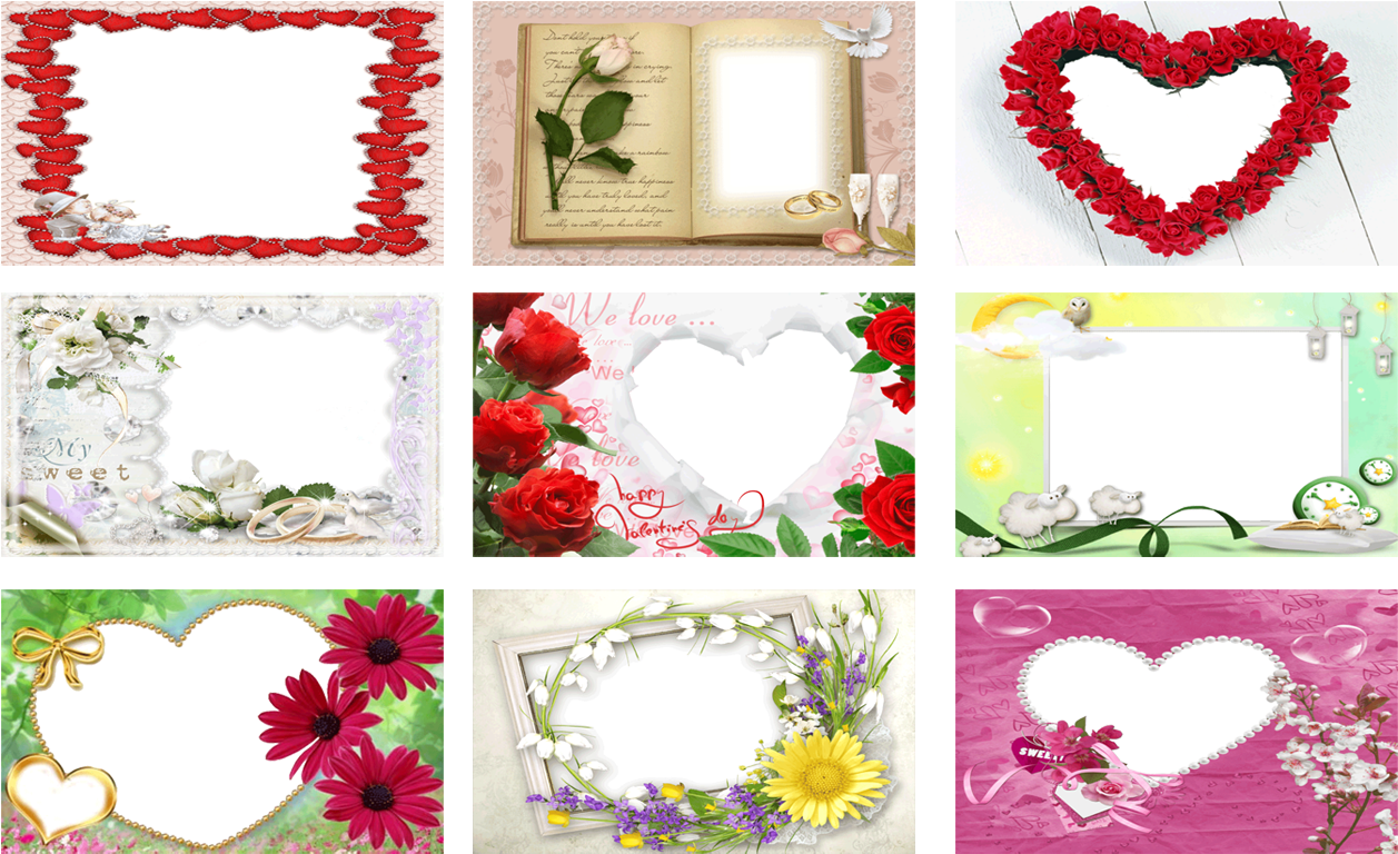 Romantic Love Photo Frames Collection PNG Image