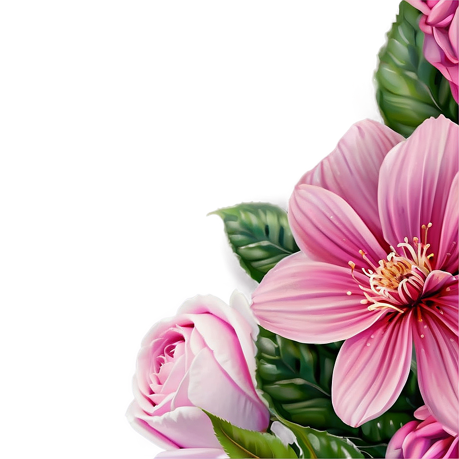 Romantic Pink Flowers Png Cyb PNG Image