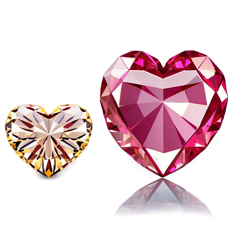 Romantic Pink Heart Diamond Design Png 10 PNG Image