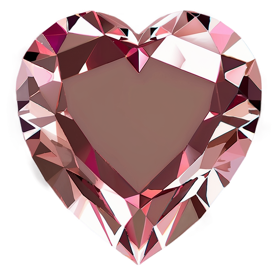 Romantic Pink Heart Diamond Design Png Kvs PNG Image