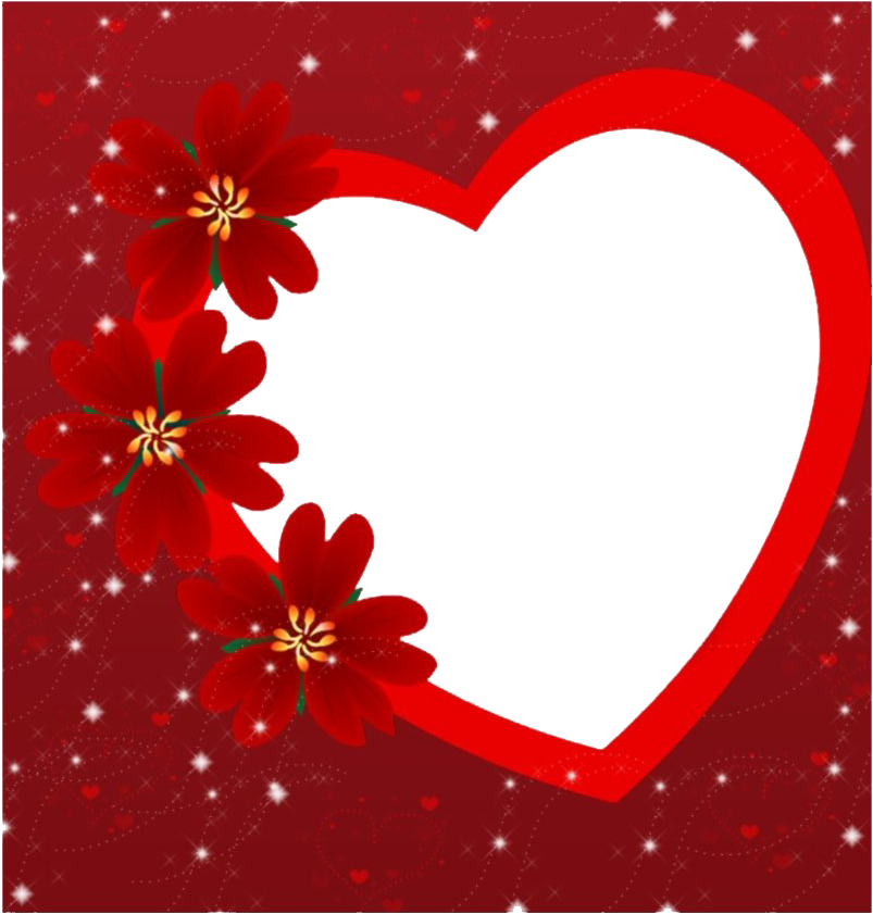 Romantic Red Floral Love Frame PNG Image