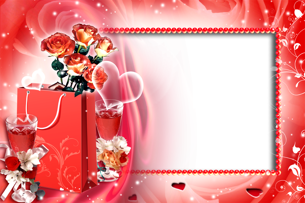 Romantic Red Love Photo Frame PNG Image