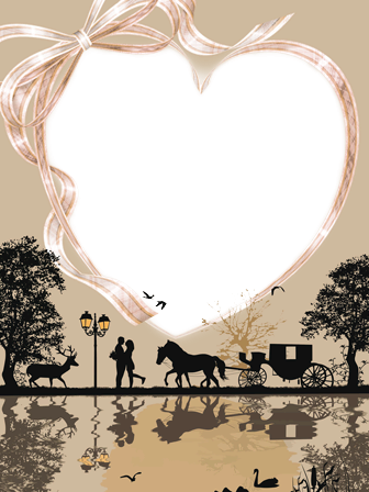 Romantic Silhouette Love Frame PNG Image