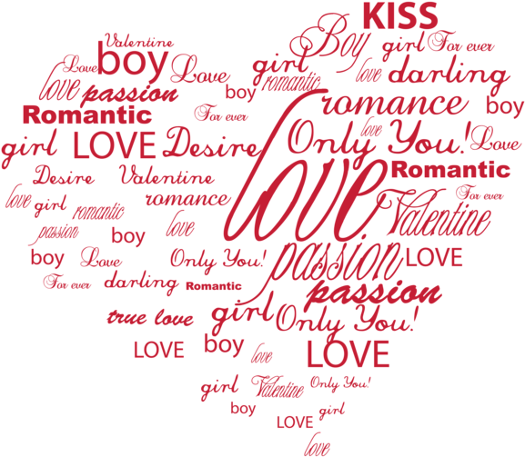 Romantic Word Collage Love Concepts PNG Image