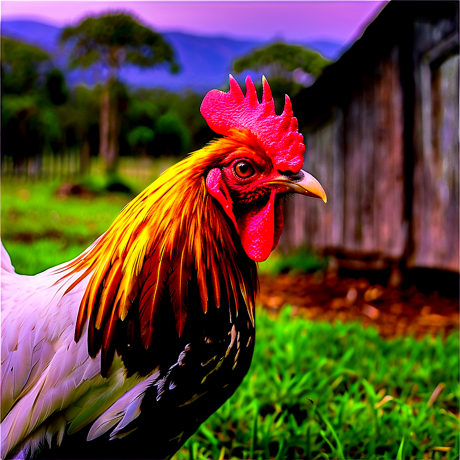 Rooster In Farm Setting Png 05242024 PNG Image