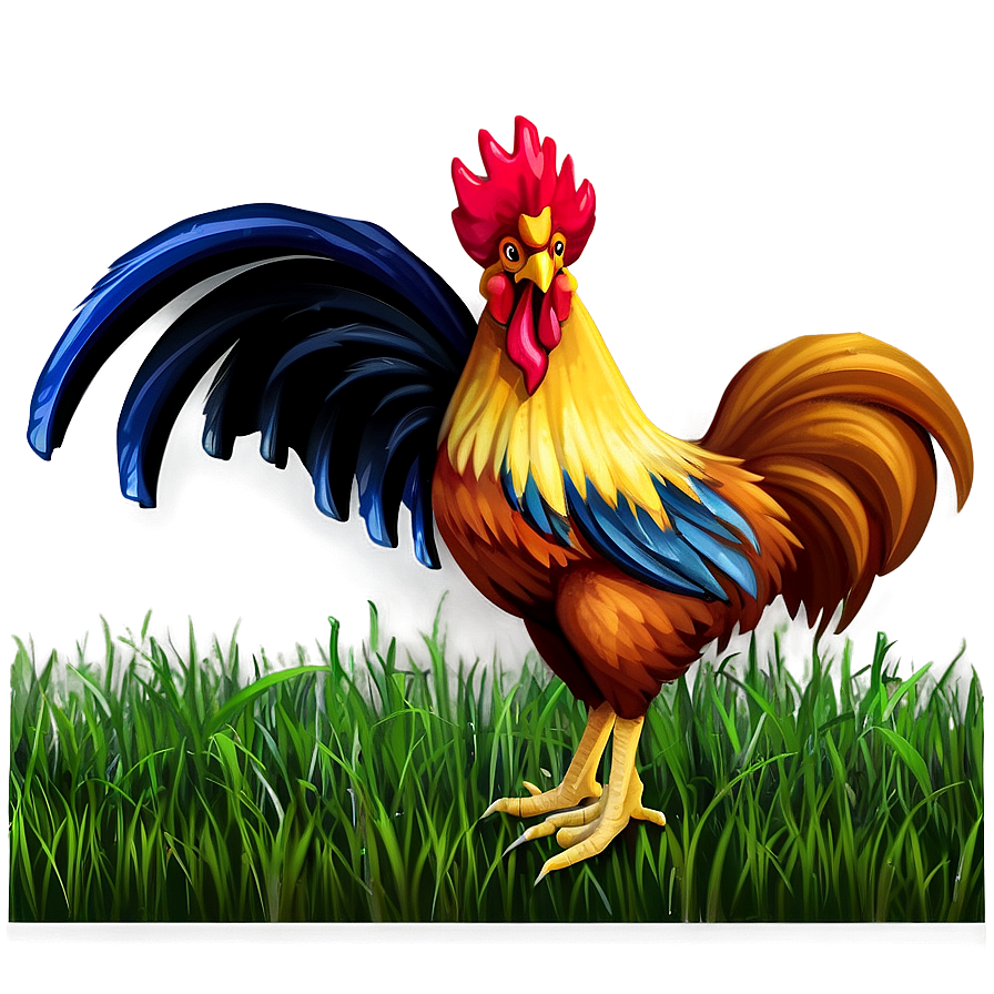 Rooster In Grassland Png 05242024 PNG Image