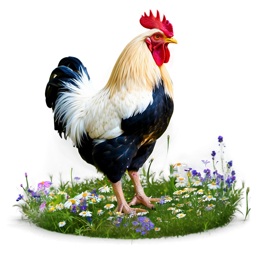 Rooster In Wildflowers Png Rrm57 PNG Image