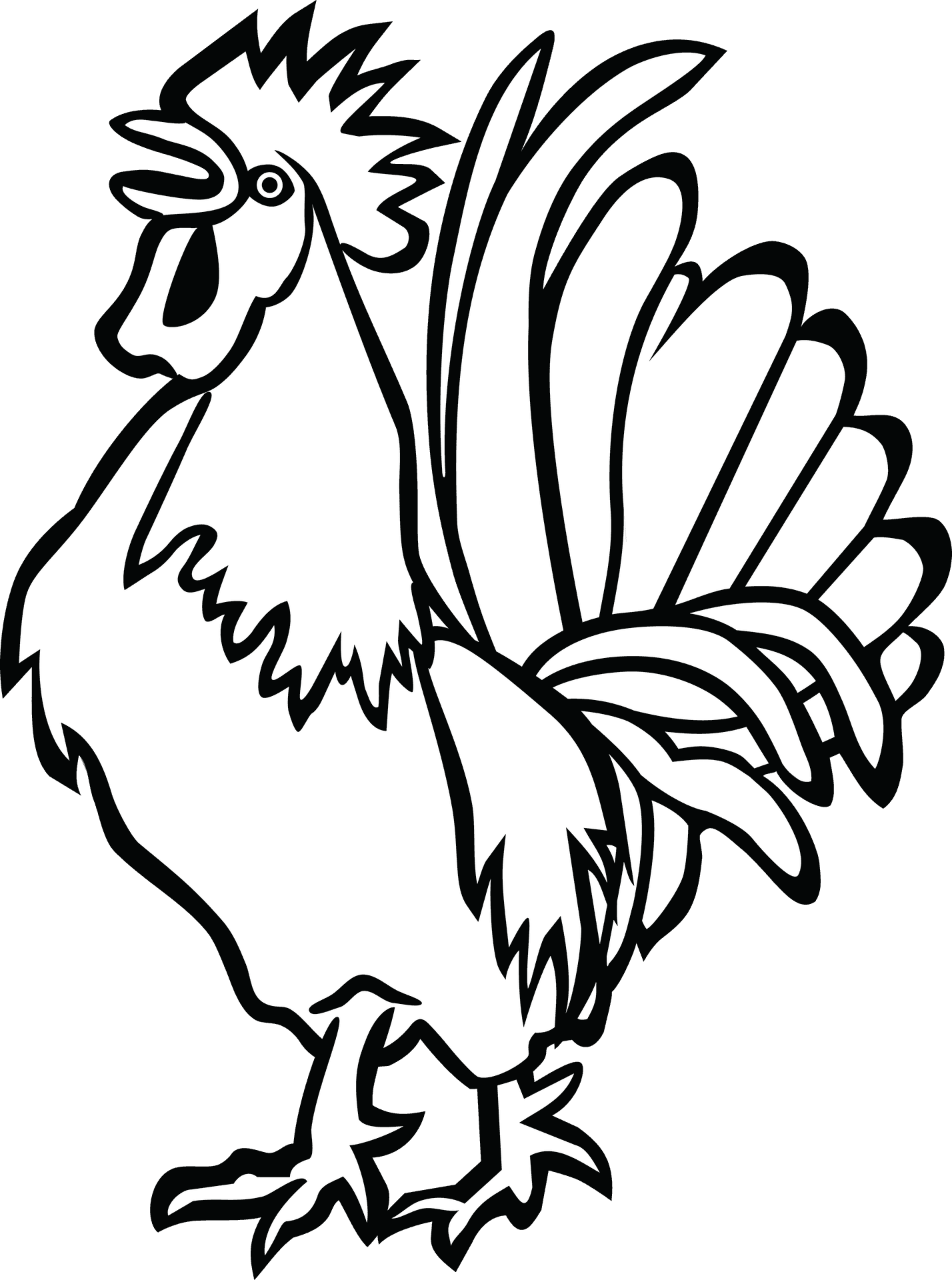 Rooster Outline Vector Illustration PNG Image